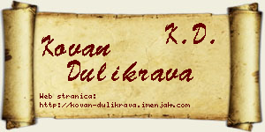 Kovan Dulikrava vizit kartica
